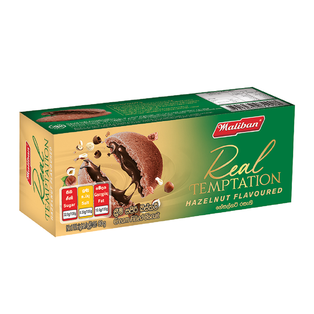 Print Maliban Real Temptation Hazelnut Biscuit 90g - Image 1
