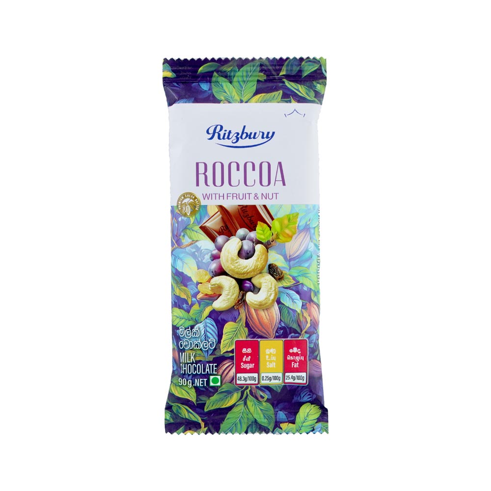 Ritzbury Roccoa Fruit And Nut Chocolate 90g Ritzbury Roccoa Fruit And Nut Chocolate 90g - Image 1