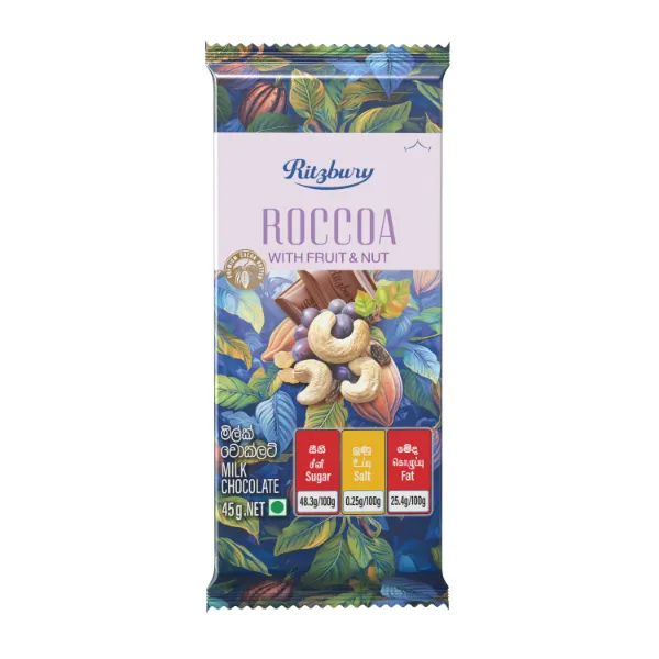 Ritzbury Roccoa Fruit And Nut Chocolate 45g