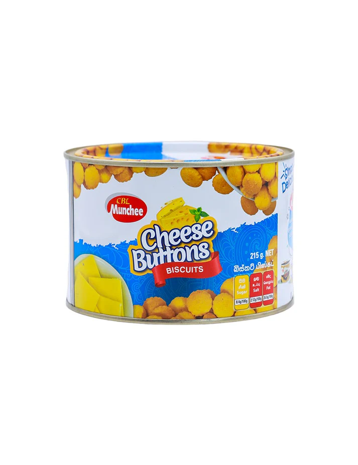 Munchee Cheese Buttons Biscuit Tin 215g